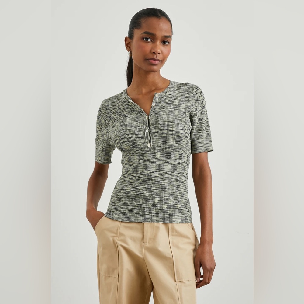 Rails Toni Dye stretchy Short Sleeve Henley Top